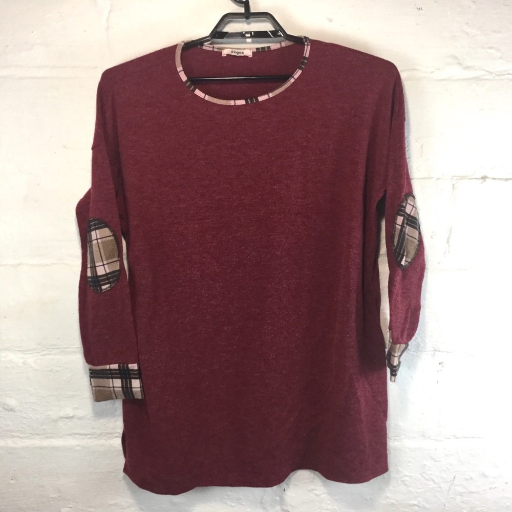 ✈️ Eloges Soft Sweater With Plaid Details XL elbow